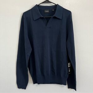Cuts Riviera Knit Long Sleeve Navy Blue Polo Size Small NWT